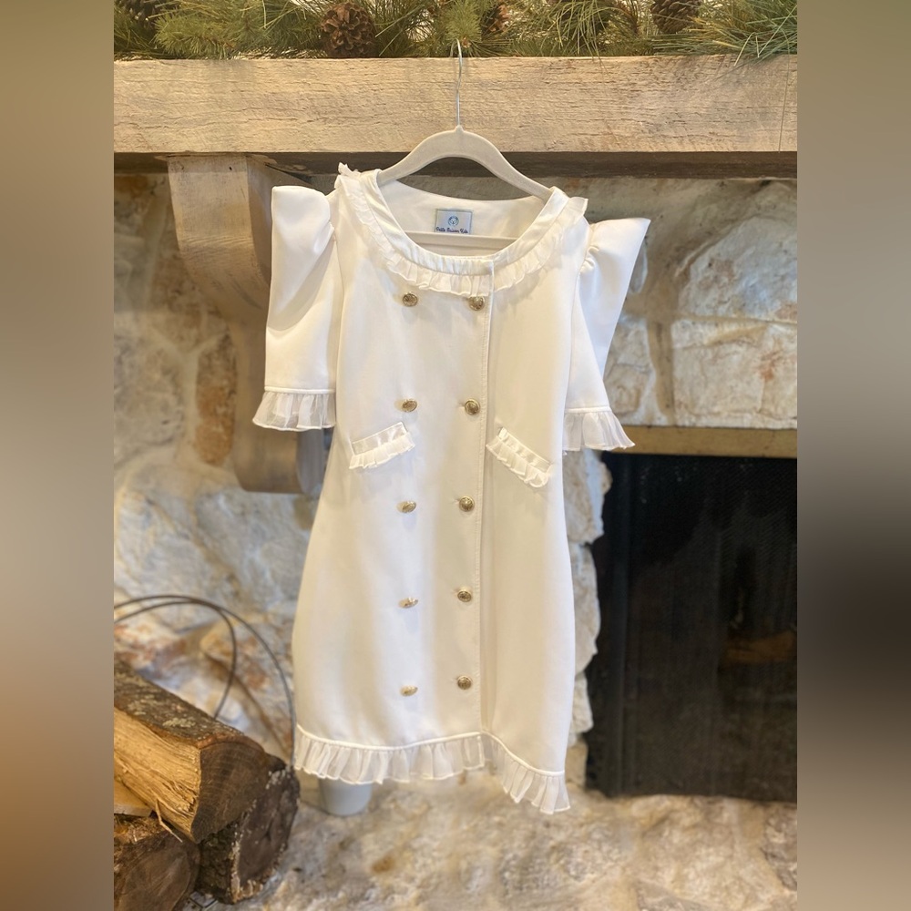 Petite Maison Kids White Tuxedo Style Dress Holiday party sz 10 Bloomingdale’s